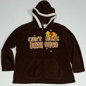 Vintage Winnie The Pooh Embroidered Zip Up Fleece Sweater Disney World 3w 3Xl